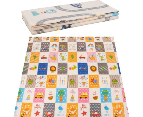 Divpusēja saliekama putu paklājiņš bērniem Springos KM0020, 180x200 cm XXL, transportlīdzekļu dizains