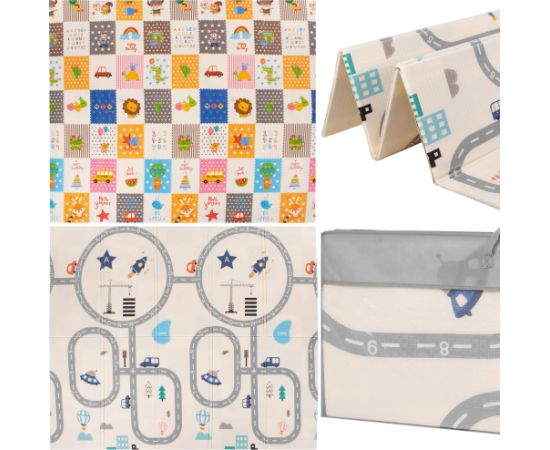 Divpusēja saliekama putu paklājiņš bērniem Springos KM0020, 180x200 cm XXL, transportlīdzekļu dizains