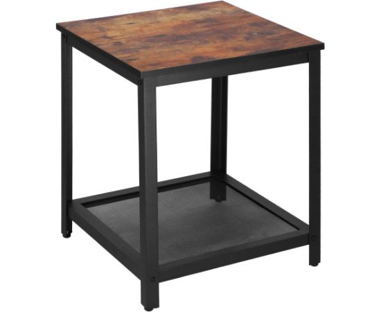 Квадратный журнальный столик с полкой Springos HF0026, 45x45x55 см, лофт стиль, черный/коричневый