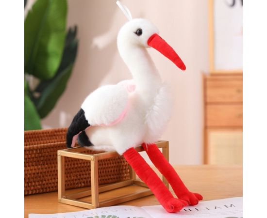 Leantoys Pluszowy Bocian Ptak Pluszak Maskotka Przytulanka 37cm