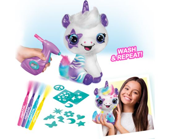 AIRBRUSH PLUSH Plīša DIY komplekts Vienradzis ar aerogrāfu, 25 cm