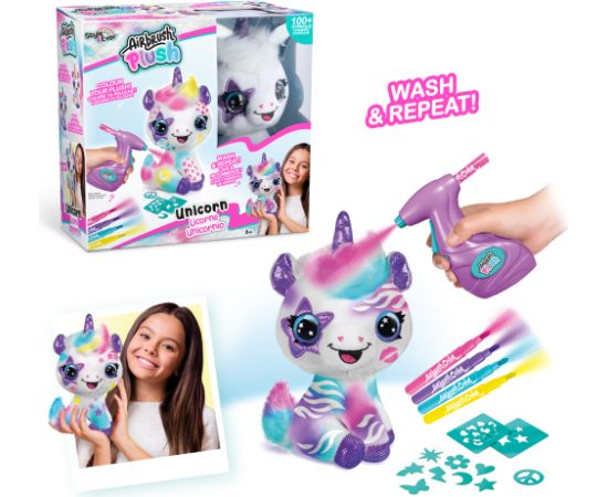 AIRBRUSH PLUSH Plīša DIY komplekts Vienradzis ar aerogrāfu, 25 cm