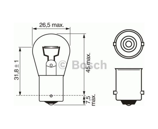 Bosch P21W spuldze 1 987 302 201 12V 21W BA15s