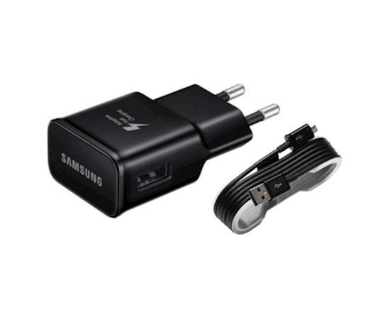 Samsung EP-TA20EBE 15W Quick Charge 2.0 Oriģināls Tīkla Lādētājs + ECB-DU4EBE Micro USB Cable Melns (EU Blister)
