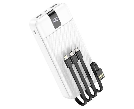 Borofone Power Bank 20000mAh BJ20A Mobile - 2xUSB - with 3 in 1 Micro USB, Type C, Lightning cable white