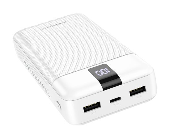 Borofone Power Bank 20000mAh BJ20A Mobile - 2xUSB - with 3 in 1 Micro USB, Type C, Lightning cable white