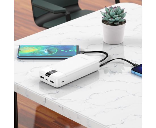 Borofone Power Bank 20000mAh BJ20A Mobile - 2xUSB - with 3 in 1 Micro USB, Type C, Lightning cable white