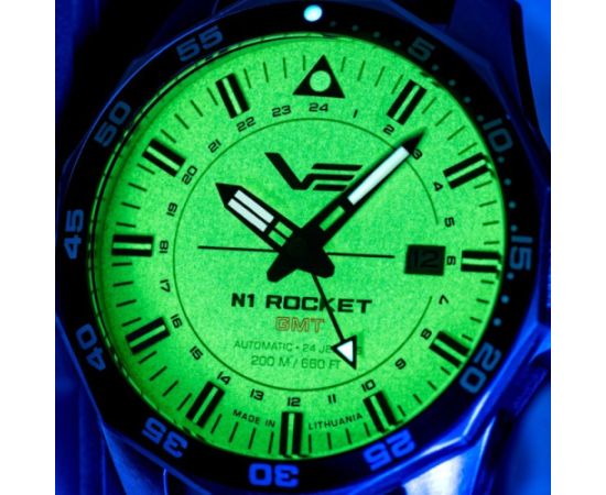 Vostok Europe N1 Rocket GMT NH34-225A713SIWH Rokas pulksteņi 