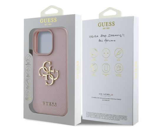 Guess PU Grained 4G Metal Logo Maciņš priekš Apple iPhone 16 Pro Max