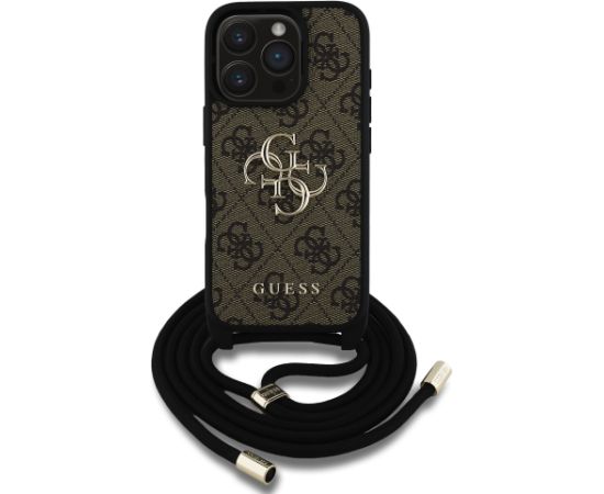 Guess GUHCP16LP4GMGCRW PU 4G Metal Logo Crossbody Strap Case Maciņš priekš Apple iPhone 16 Pro