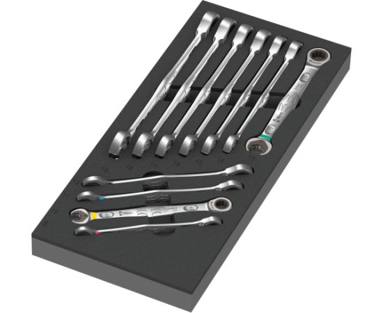 Wera 9730 foam insert 6000 Joker Set 1, 11 pieces, tool set (black/grey, combination ratchet wrench set, in foam insert for workshop trolley)