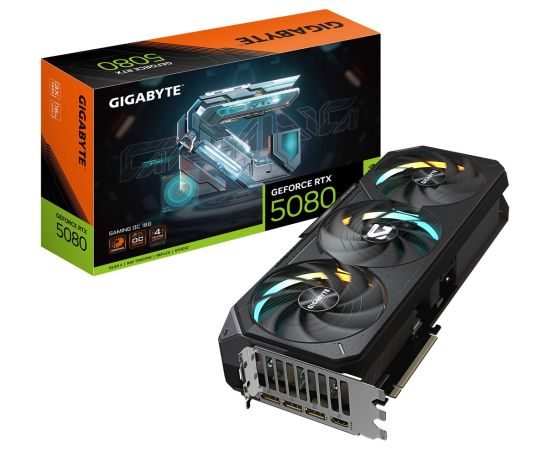 GIGABYTE GeForce RTX 5080 GAMING OC 16G Graphics Card - 16GB GDDR7, 256bit, PCI-E 5.0, 2730MHz Core Clock, 3 x DisplayPort, 1 x HDMI, GV-N5080GAMING OC-16GD