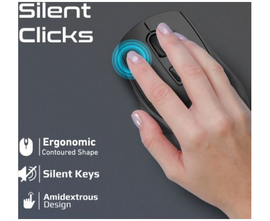 Promate Samit Silent Click Эргономичная беспроводная мышь 2.4GHz / 2200 DPI