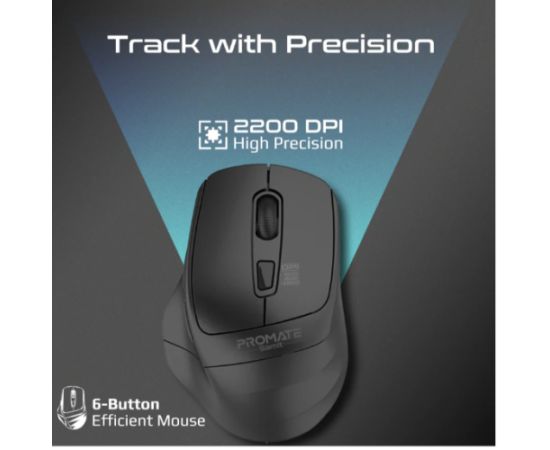 Promate Samit Silent Click Эргономичная беспроводная мышь 2.4GHz / 2200 DPI