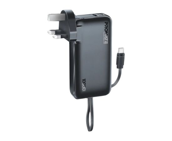 Promate PowerPack-10C Ārējas uzlādes baterija 22W / 10000mAh / USB-C PD / 220V EU/US/UK