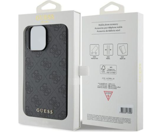 Guess PU 4G Metal Logo Case Aizsargapvalks Priekš Apple iPhone 15 Pro