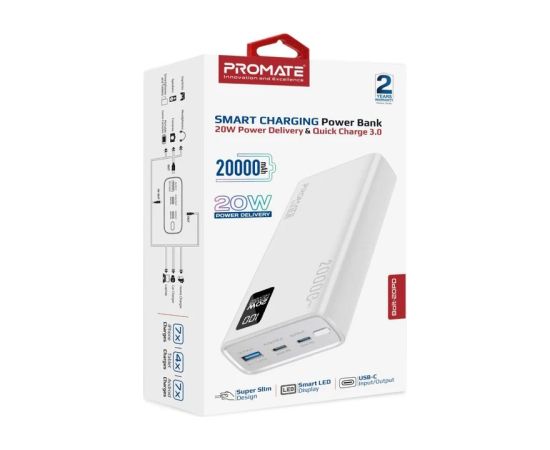 Promate Bolt-20PD Ārējas uzlādes baterija 20000mAh / USB-C PD 20W
