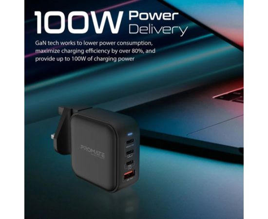 Promate GaNPort4-100PD GaNFast™ Tīkla lādētājs ES/ASV/AK/AUS