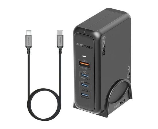 Promate GaNPort-140W GaNFast™ Uzlādes stacija 140W / USB-C PD 3.1 / QC3.0