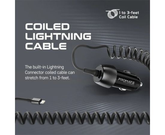 Promate PowerDrive-33PDI Автомобильное зарядное устройство 33W / Lightning + USB-C