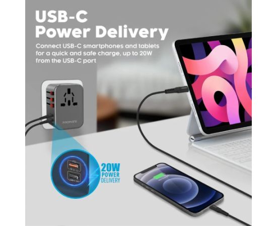 Promate TripMate-36W Universals Tīkla lādētājs 36W EU / US / UK / AU