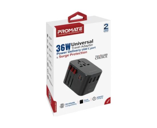 Promate TripMate-36W Universals Tīkla lādētājs 36W EU / US / UK / AU