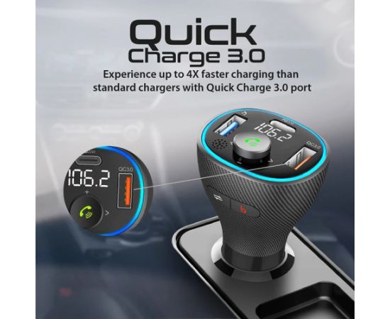 Promate PowerTune-38W Bluetooth 5.1 FM Transmitter QC3.0 / PD20W / QC3.0 / Hands-free