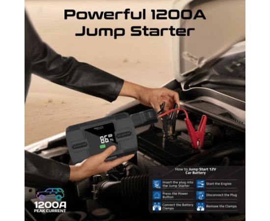 Promate PatrolPack-3 Авто стартер + авто компрессор 150PSI  / 12000mAh / 1200A/12V Автомобильные зарядные устройства