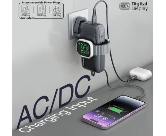 Promate PowerPack-10i Переносная зарядная батарея 22W / 10000mAh / USB-C / QC3.0 / iWatch 2,5W / 220V EU/US/UK