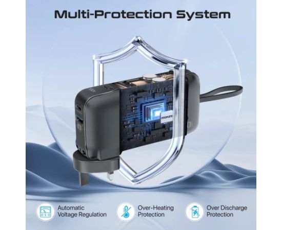 Promate PowerPack-10i Переносная зарядная батарея 22W / 10000mAh / USB-C / QC3.0 / iWatch 2,5W / 220V EU/US/UK