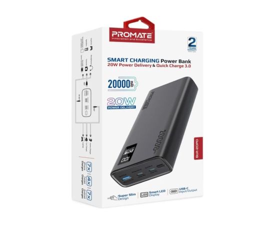 Promate Bolt-20PD Ārējas uzlādes baterija 20000mAh / USB-C PD 20W