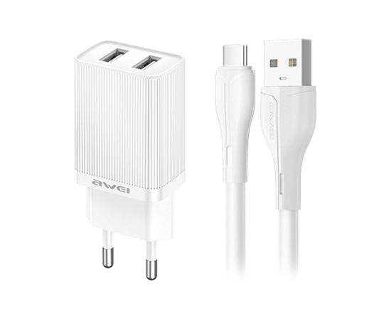 Сетевая зарядка Awei C15-EU 10W 2xUSB-A белая