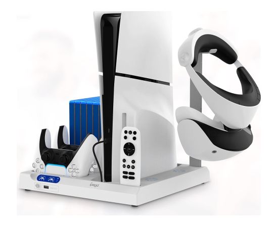 iPega P5S028 Uzlādes Statīvs + Dzesēšana priekš PS5 / PS5 Slim / PS5 Pro Spēļu Kontrolieriem