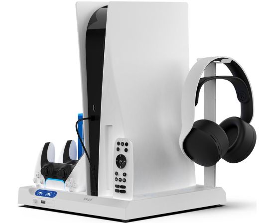iPega P5S028 Uzlādes Statīvs + Dzesēšana priekš PS5 / PS5 Slim / PS5 Pro Spēļu Kontrolieriem
