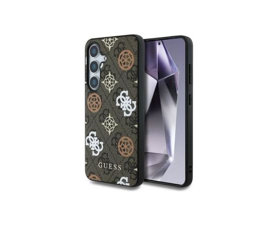 Guess Samsung  Galaxy S25 Etui 4G Printed Colored Peony Pattern MagSafe Brown