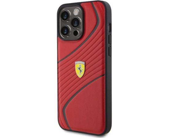 Ferrari Twist Metal Logo Back Case Aizsargapvalks Priekš Apple iPhone 15 Pro Max