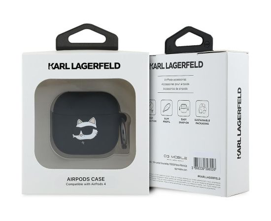 Karl Lagerfeld KLA4RUNCHK AirPods 4       cover czarny|black Silicone Choupette Head 3D