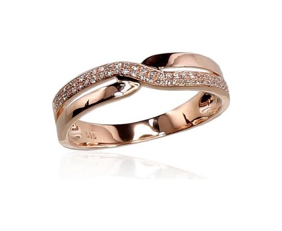 Золотое кольцо #1100293(Au-R)_DI, Красное Золото 585°, Бриллианты (0,119Ct), Размер: 19, 2.74 гр.