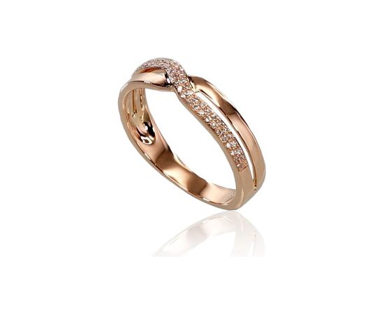 Золотое кольцо #1100293(Au-R)_DI, Красное Золото 585°, Бриллианты (0,119Ct), Размер: 19, 2.74 гр.