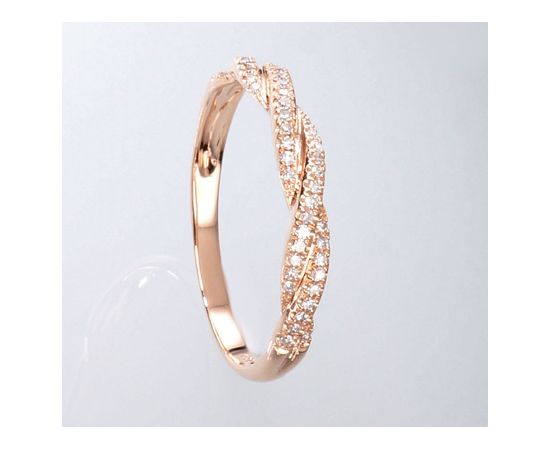 Золотое кольцо #1100122(Au-R)_DI, Красное Золото 585°, Бриллианты (0,115Ct), Размер: 16.5, 1.53 гр.