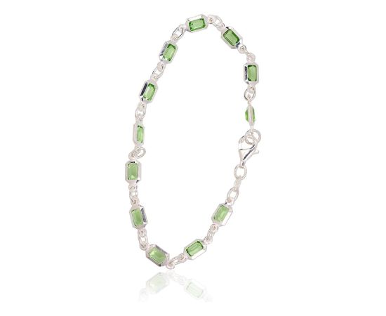Серебряный браслет #2600428_CZ-LG, Серебро 925°, Цирконы, длина: 19 см, 5.3 гр.