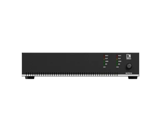 Compact dual-channel power amplifier - 2 x 120W @ 4 Ohm - 240W @ 70/100V AUDAC SCP212