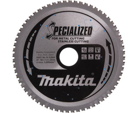 Griešanas disks Makita B-33984; 185x30 mm; Z64; 0°