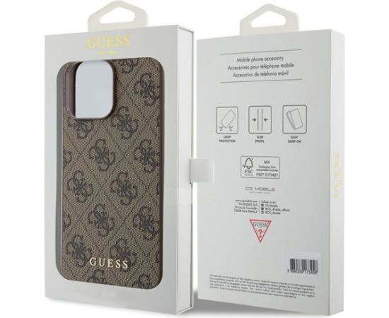 Guess PU 4G Metal Logo Case Aizsargapvalks Priekš Apple iPhone 15
