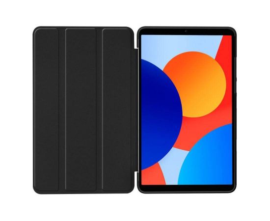 iLike Tri-Fold Plāns Eko-Ādas Statīva Maks Xiaomi Redmi Pad SE 8.7'' (2024) Melns