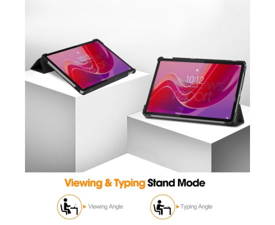 iLike Tri-Fold Plāns Eko-Ādas Statīva Maks Lenovo Tab Plus 11.5'' (2024) TB351FU Melns