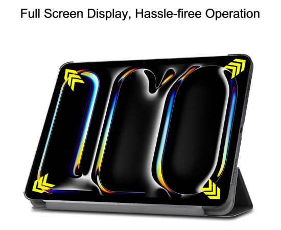 iLike Три-Fold Эко-кожа Подставка Бокс Apple iPad Pro 13'' (2024) 7-е Поколение Черный
