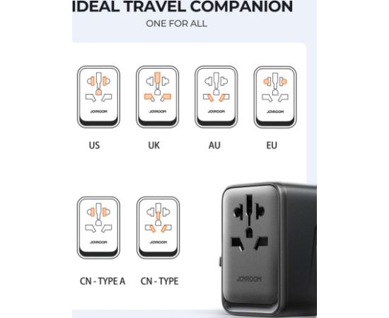 Universal Travel Charger Joyroom JR-TCW01 15W 3xUSB-A/USB-C black