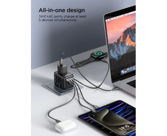 Universal Travel Charger Joyroom JR-TCW01 15W 3xUSB-A/USB-C black