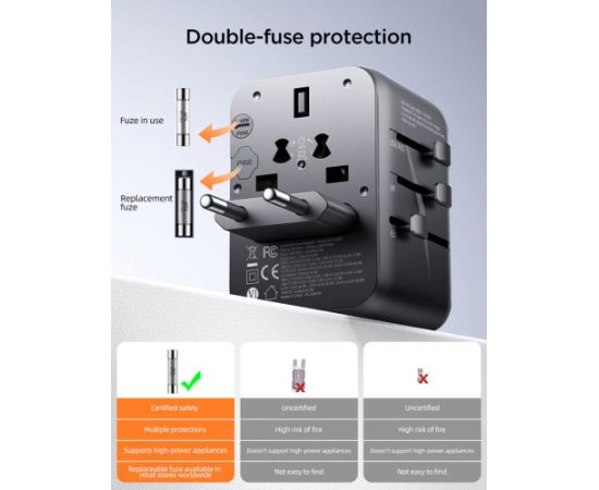 Universal Travel Charger Joyroom JR-TCW01 15W 3xUSB-A/USB-C black
